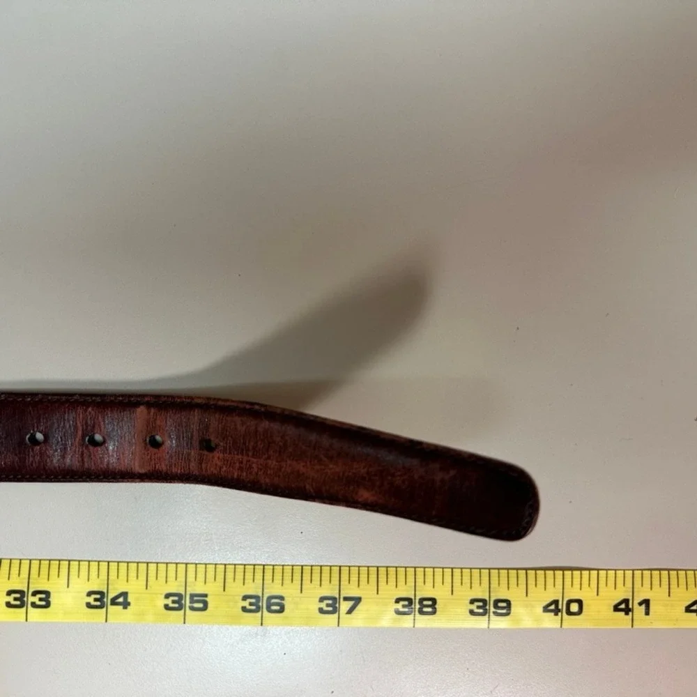 Trafalgar Cortina Mens Leather Belt 32 Burgundy Oxblood Brass Buckle Made in USA